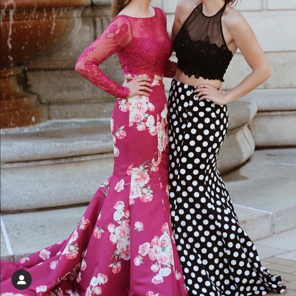 Black Polka-Dotted Prom Dress - Picture 1 of 1